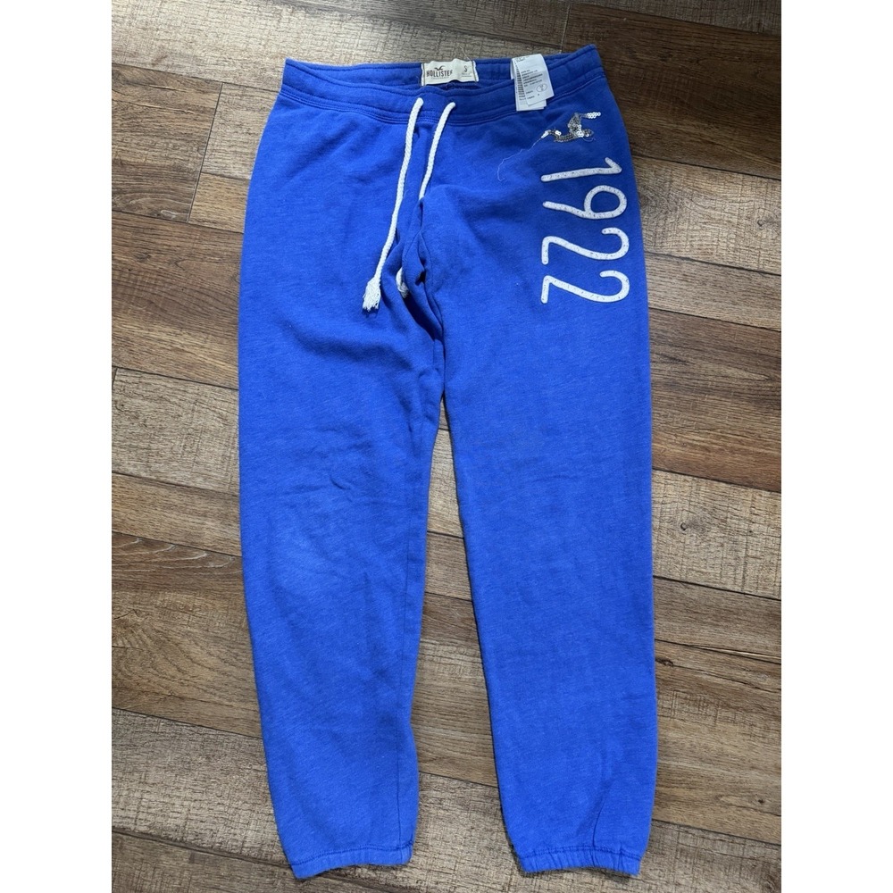 Hollister Sweatpants Blue 1922 Stretch Embroidered Drawstring Woman's Small